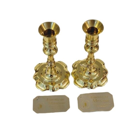 Vintage American Museum Brass Collection By Baldwin Deerfield Candlestick Set - Picture 2 of 9